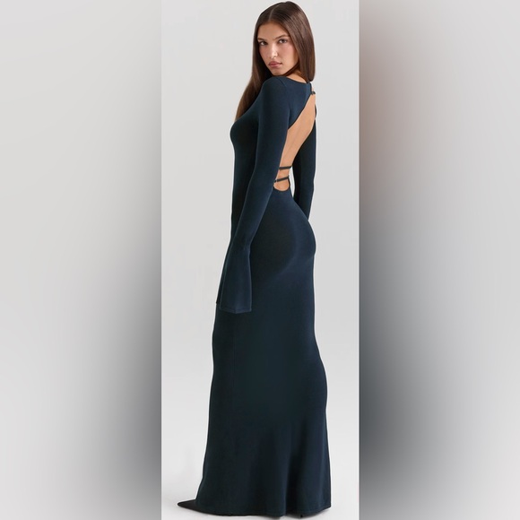 NWT House of CB CHRISTIANE Midnight‎ Blue Silky Knit Maxi Dress Medium $259 - Picture 1 of 10